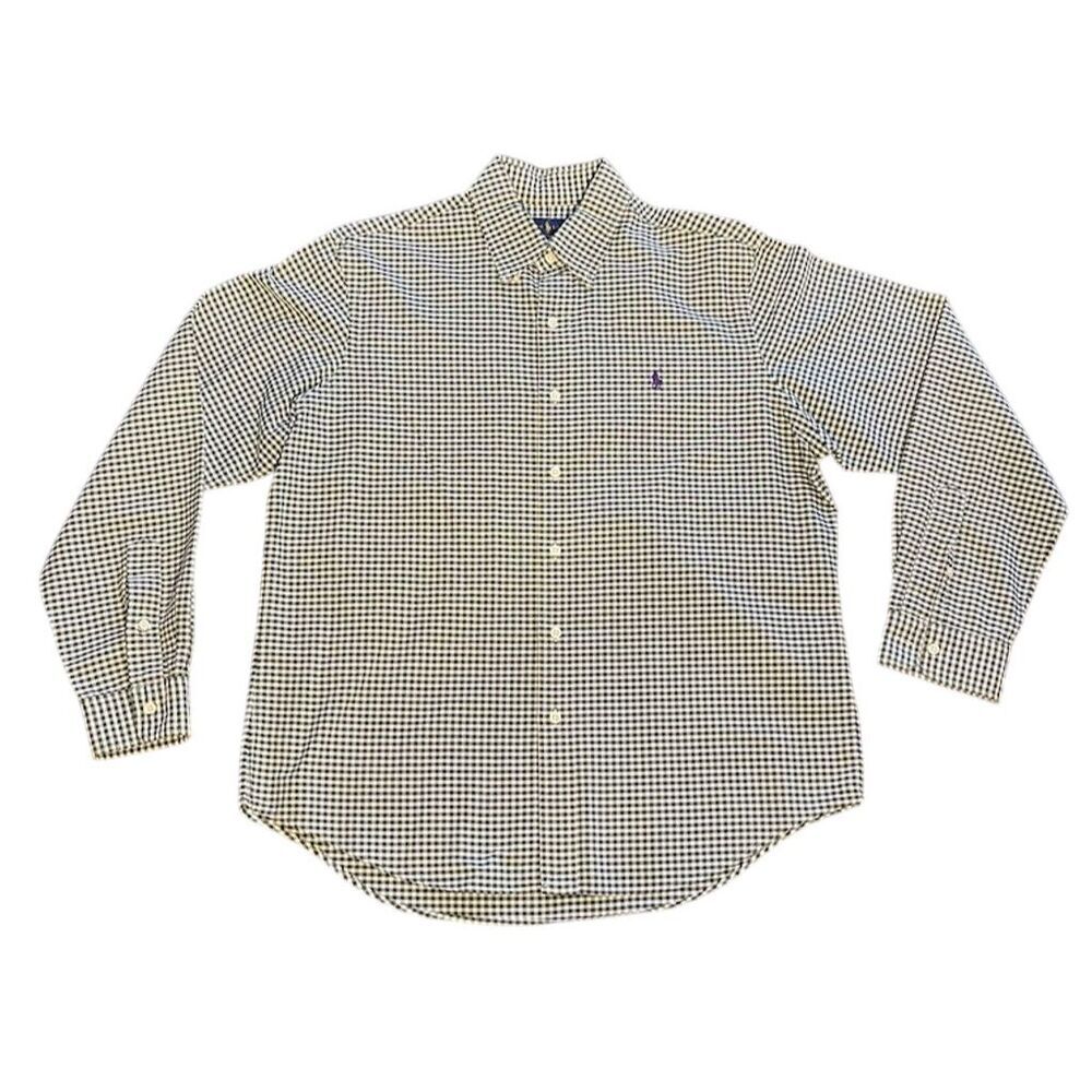 Ralph Lauren Men's Vintage Green Check Long Sleeve Button-Down Shirt L
